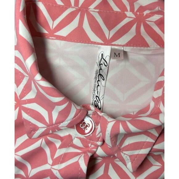 Lulu B Button Down 1/2 Sleeve Blouse Women's Size Medium Pink Pattern Buttons - Picture 7 of 7